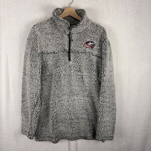 G-III Columbus Blue Jackets Women's Sherpa Fleece Quarter Zip Pullover Size XL